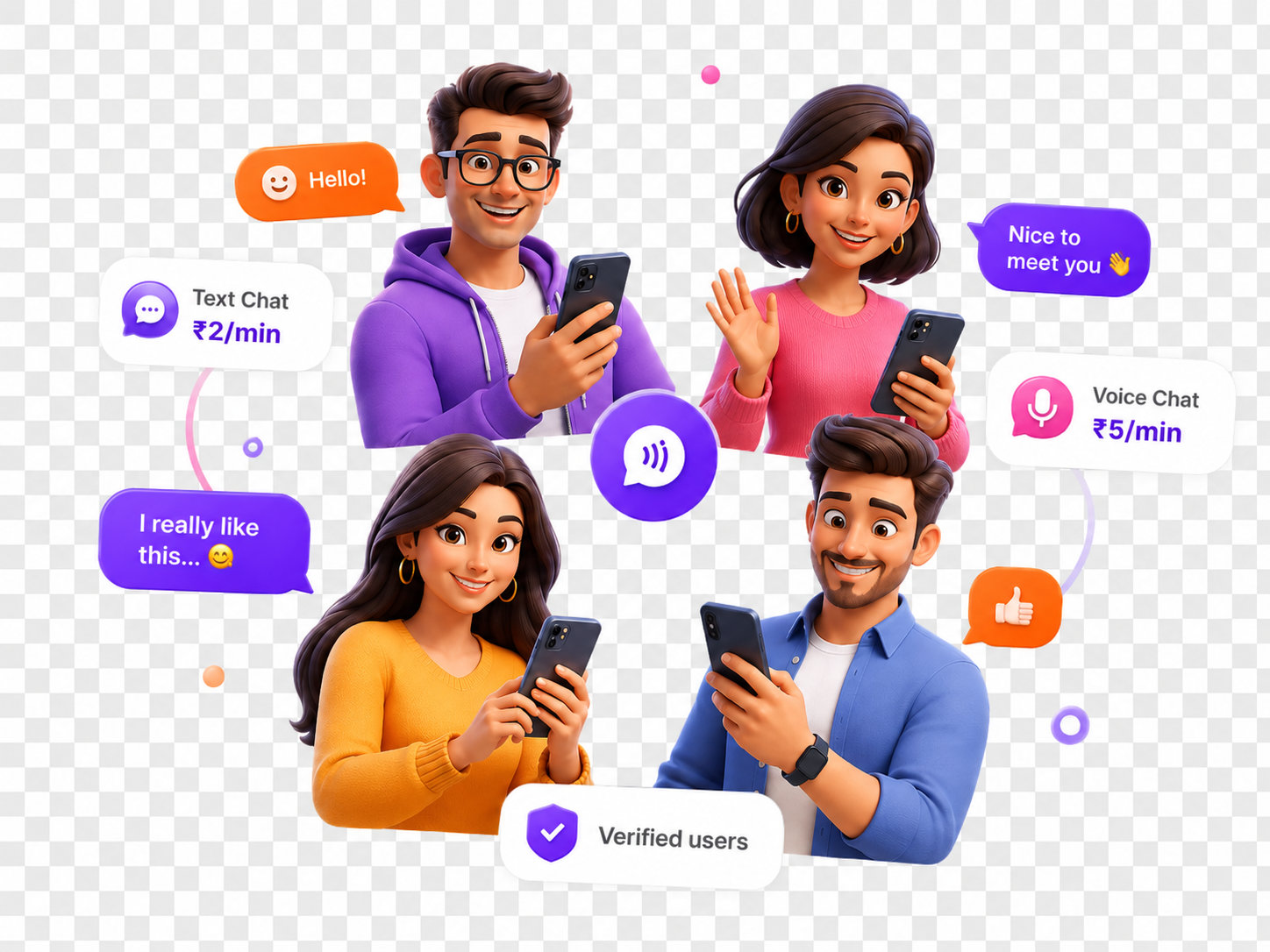InCloser users connecting through text and voice chat